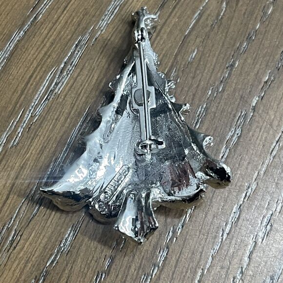Vintage Gerrys Christmas Tree Brooch Pin Silver Toned Costume Jewelry Estate - Picture 2 of 4